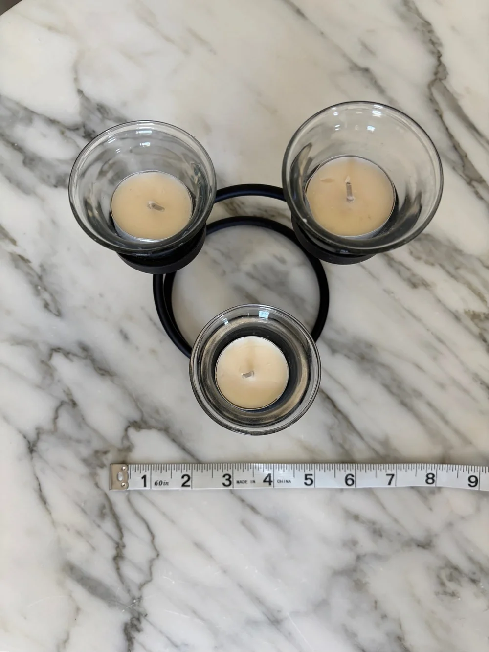 Black 3-Tea Light Spiral Candle Holder